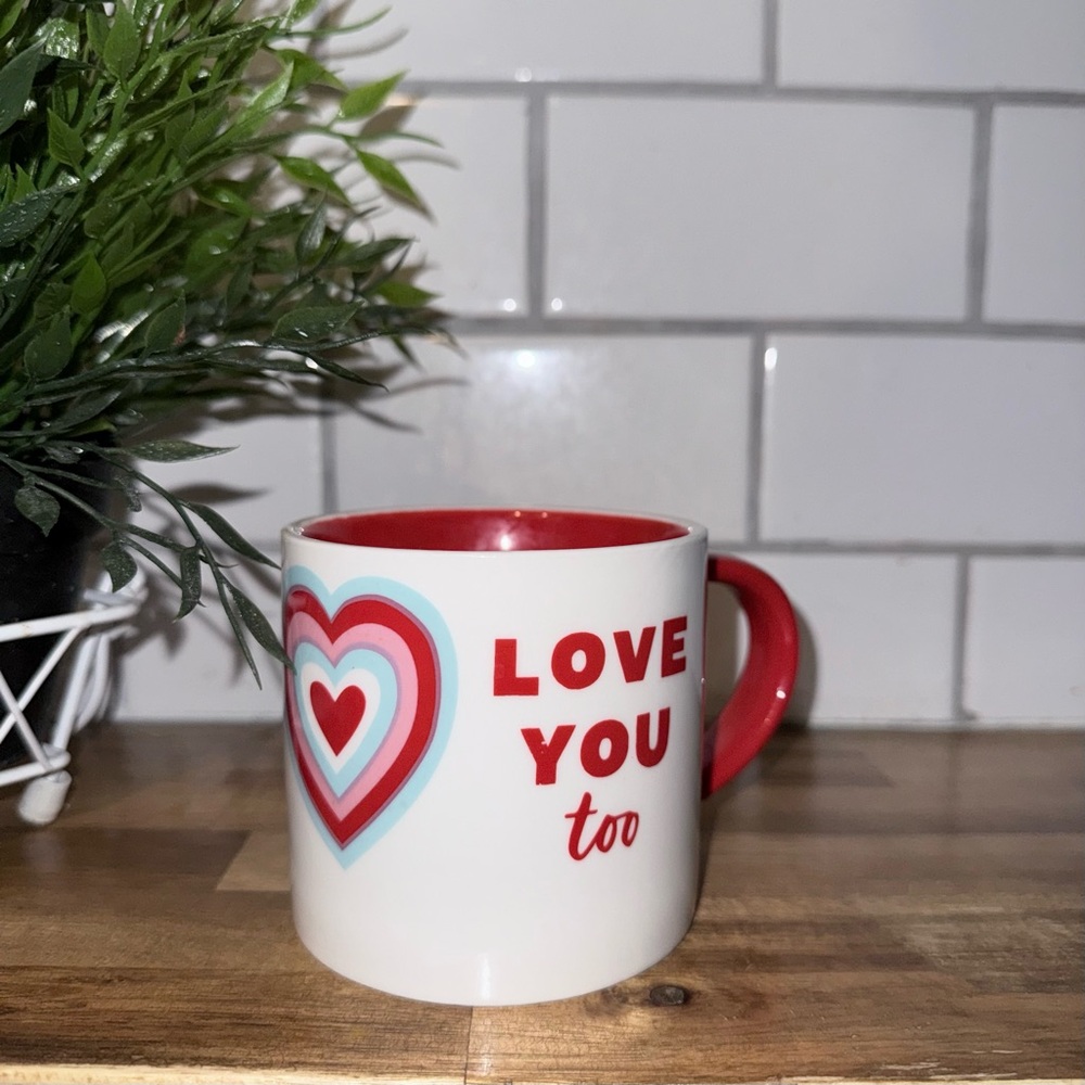 HALLMARK “Love You Too” Red and White Mug, 12fl. oz.